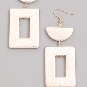 Faux metal half circle square earrings